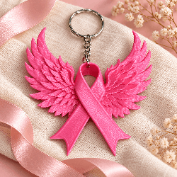 Porte-clés ange Octobre Rose – Ruban rose | Atelier Pastel